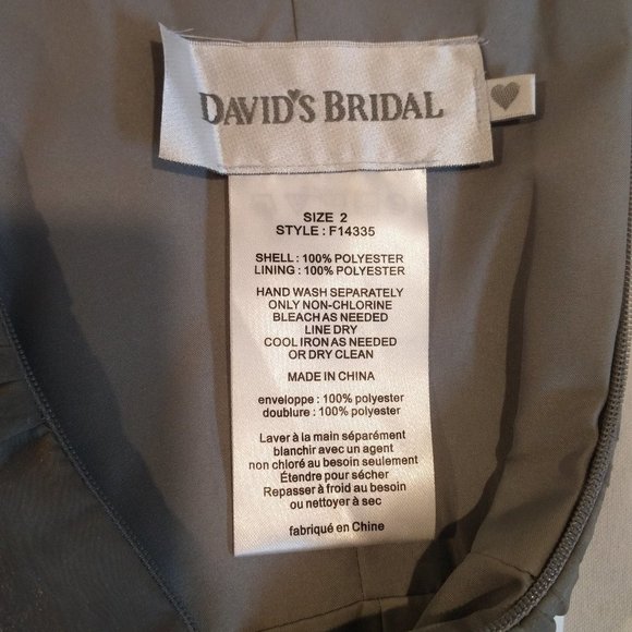 David's Bridal Silver Grey Organza Strapless Midi Dress Size 2 - Picture 6 of 10